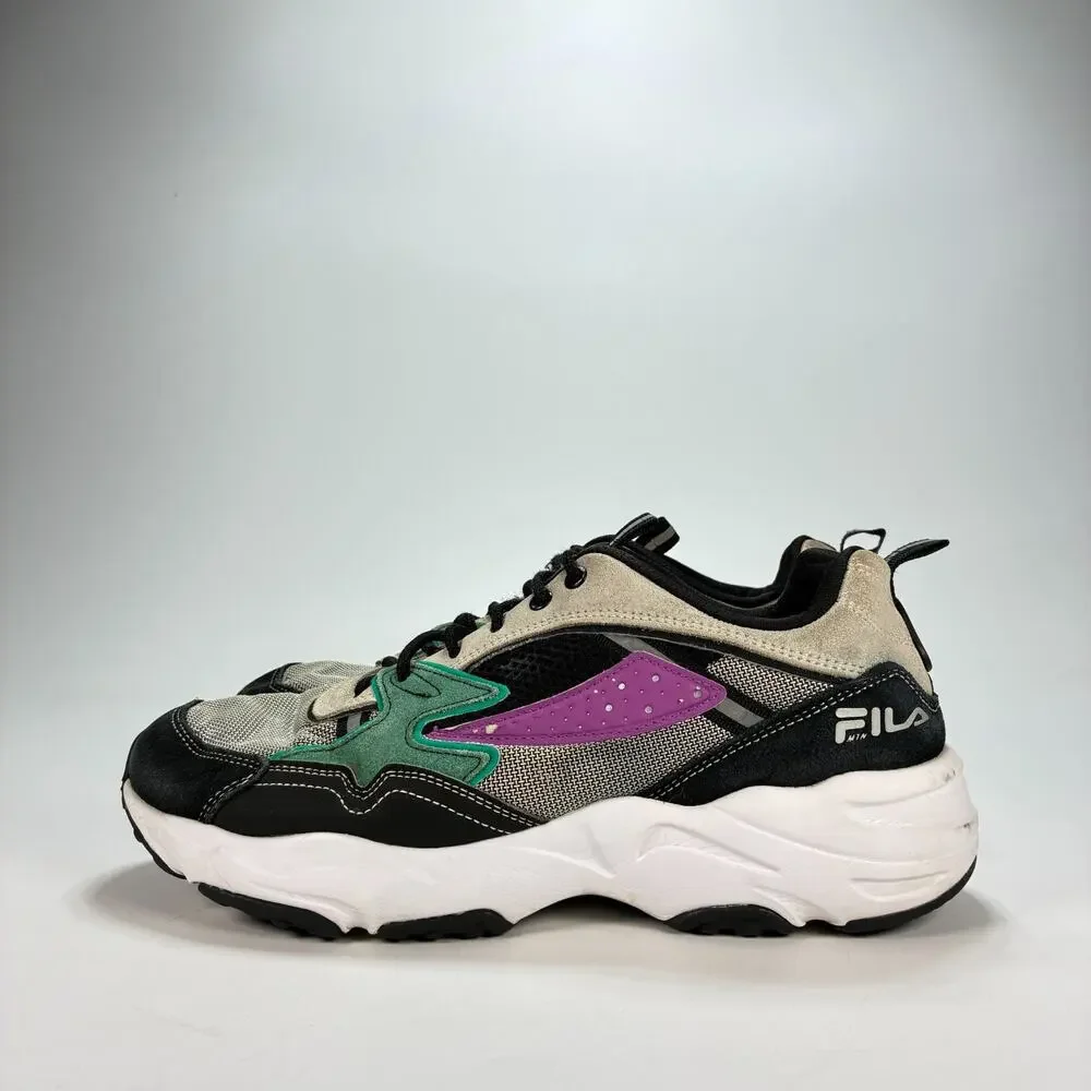FILA Trail Tracer Black White Green Casual Lifestyle Sneakers Shoes Mens Size 10